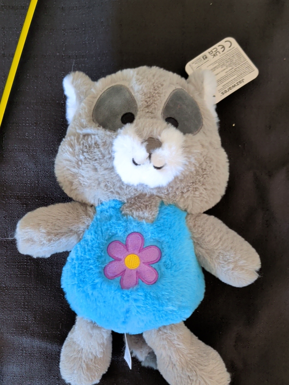 Plush Gray and Blue Small Pet Toy with Flower Accent - Soft Cuddly Playmate
